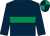 Dark blue, emerald green hoop, quartered cap (Mrs Judy Wilson)