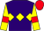 Purple, yellow triple diamond, yellow sleeves, red armlets, red cap (Roger Stanley & Yvonne Reynolds II)