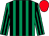 Emerald green and black stripes, red cap (T Hanlon M Boothright S Hanlon N Marti)