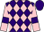 Purple and pink diamonds, pink sleeves, purple armlets, purple cap (Mrs Sarah Drysdale)