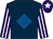 Dark blue, royal blue diamond, purple and white striped sleeves, purple cap, white star (M J McMahon & Denis Gallagher)