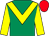 Emerald green, yellow chevron and sleeves, red cap (Ann & Alan Potts)