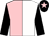 Pink and white (halved), black sleeves, black cap, pink star (Robcour)