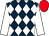 DARK BLUE and WHITE diamonds, WHITE sleeves, RED cap (Walters Plant Hire & Ronnie Bartlett)