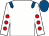 White, royal blue epaulets, white sleeves, red spots, royal blue cap (Mr&Mrs P K Barber,g Mason,sir A Fergus)