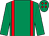 Emerald green, red braces and diamonds on cap (Margaret A Simpson)