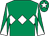 Emerald green, white triple diamond, diabolo on sleeves and star on cap (Ms Laura Maloney)