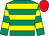 EMERALD GREEN & yellow HOOPED, Red cap (Mr John P McManus)