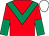 Red, emerald green chevron, halved sleeves, white cap (Mr David Brace)