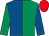 Royal blue and emerald green (halved), sleeves reversed, red cap (Natalie Gilligan/micheal Coleman)