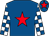 Royal blue, red star, white and royal blue check sleeves, royal blue cap, red star (Equestrian Direct Ltd & Partner)