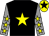 Black, yellow star, grey sleeves, yellow stars, yellow cap, black star (Mrs Avril Doyle)