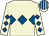 Beige, royal blue triple diamond, diamonds on sleeves, striped cap (Declan Landy)