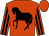 TANGERINE, BLACK horse, TANGERINE sleeves, black stripes, TANGERINE cap (Mr J Turner)