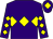 Purple, yellow triple diamond, diamonds on sleeves, purple cap, yellow diamond (Mr Paul Porter & Mike & Mandy Smith)