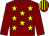 Maroon, yellow stars, maroon sleeves, striped cap (Barry Maloney)