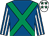 Royal blue, emerald green cross belts, royal blue and white striped sleeves, white cap, emerald green stars (The Vacuum Pouch Company Limited)