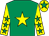 Emerald green, yellow star, yellow sleeves, emerald green stars, yellow cap, emerald green star (Thomas J O'connor/walter O'connor)