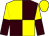 Yellow and brown (quartered), halved sleeves, yellow cap (Mrs Audrey Turley)