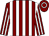 Maroon and white stripes, maroon cap, white hoop (C Jones)