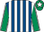 Royal blue and white stripes, emerald green sleeves, white seams, emerald green cap, white star (The Northern Four Racing Partnership)