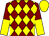 Maroon and yellow diamonds, halved sleeves, yellow cap (John White & Anne Underhill)