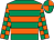 Emerald green, orange hoops, checked sleeves, quartered cap (Cj Leech)