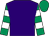 Purple, emerald green and white hooped sleeves, emerald green cap (Foxtrot Racing Minella Encore)