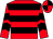 Red, black hoops, chevrons on sleeves, quartered cap (Having A Mare & Michael Scudamore)